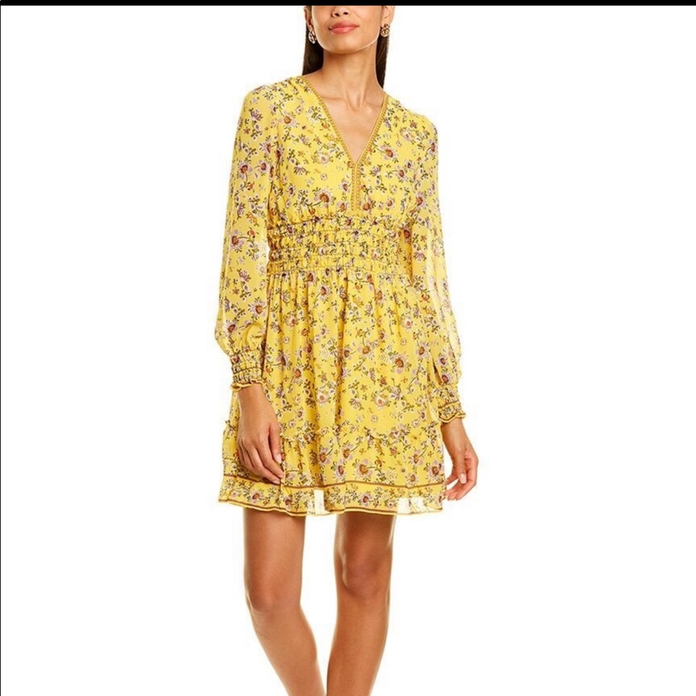 Max Studio Georgette Smocked Mini Dress